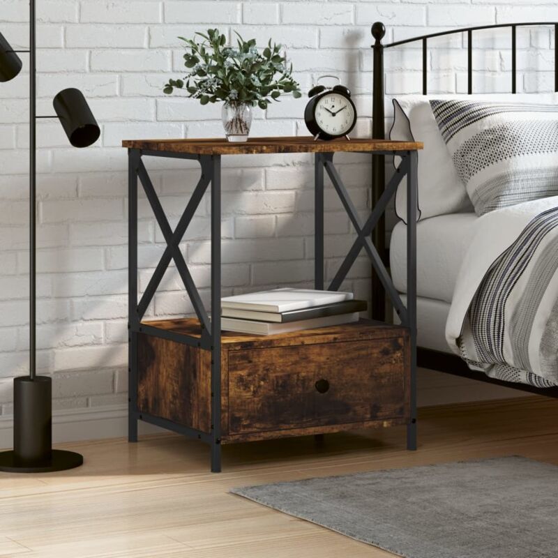 foto del prodotto comodino rovere fumo 50x41x65 cm in legno multistrato vidaxl