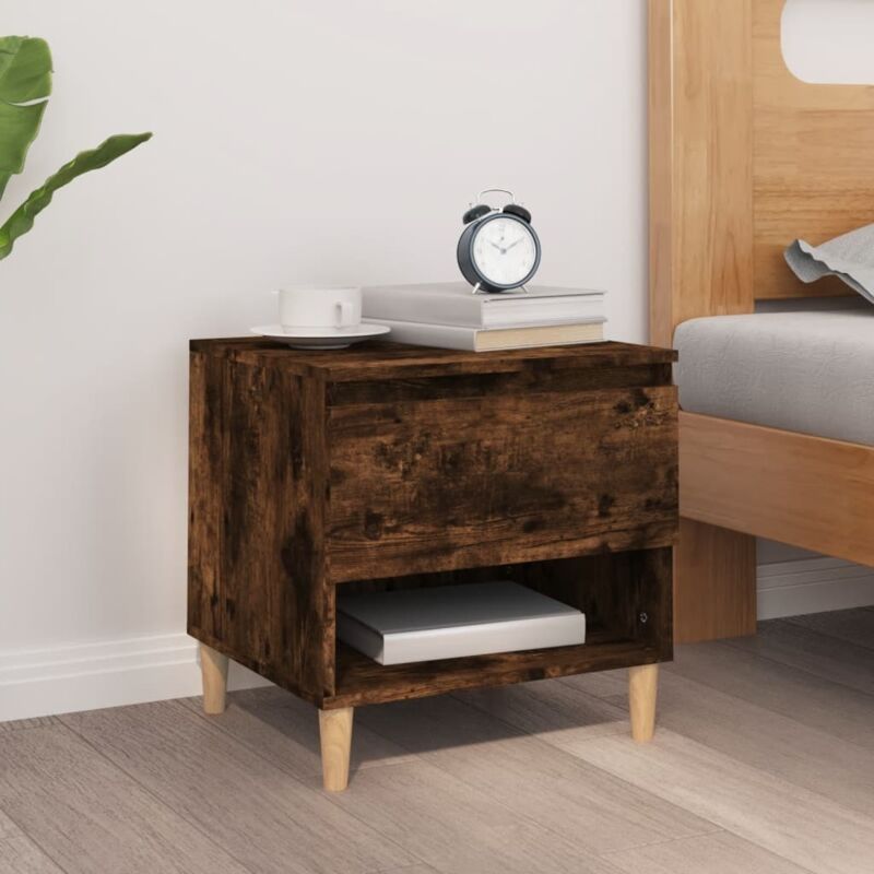 foto del prodotto comodino rovere fumo 50x46x50 cm in legno multistrato vidaxl