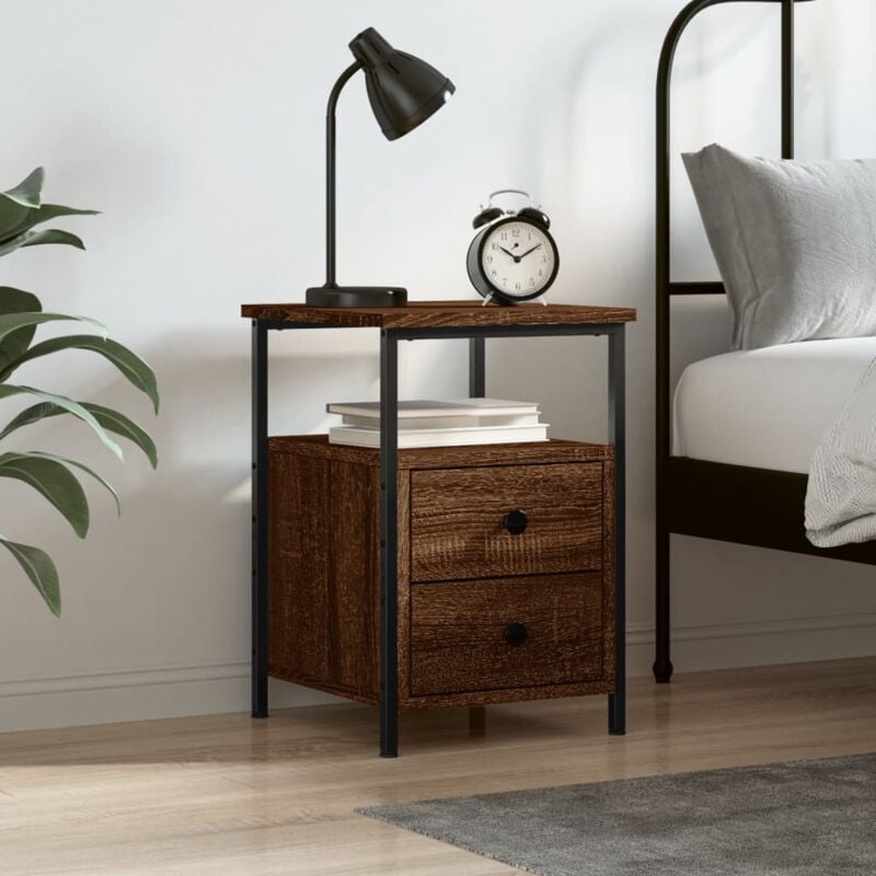 foto del prodotto comodino rovere marrone 34x35,5x50 cm in legno multistrato vidaxl
