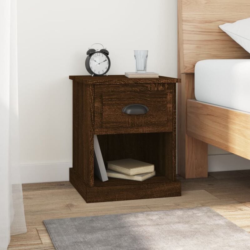 foto del prodotto comodino rovere marrone 39x39x47,5 cm in legno multistrato vidaxl