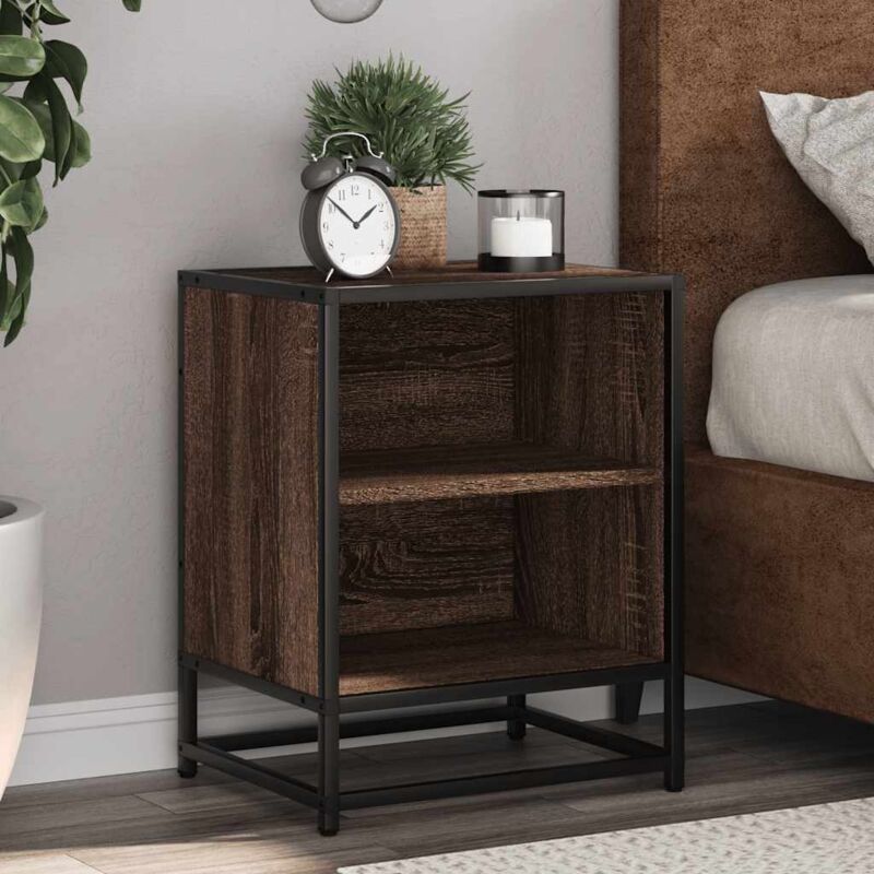 foto del prodotto comodino rovere marrone 40x31x50 cm legno multistrato e metallo vidaxl