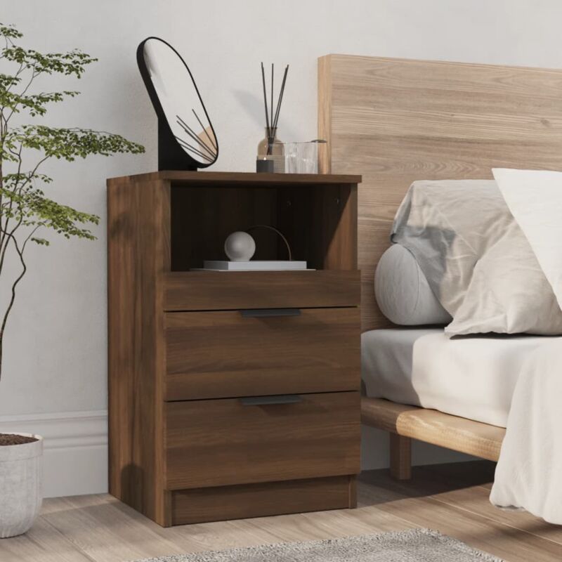 foto del prodotto comodino rovere marrone in legno multistrato