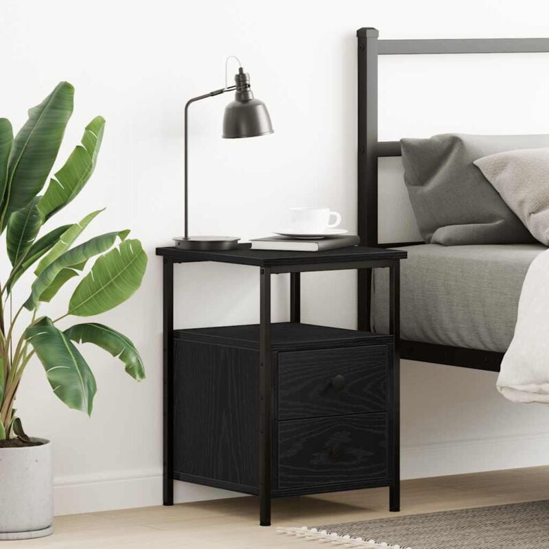 foto del prodotto comodino rovere nero 34x35,5x50 cm in legno multistrato vidaxl