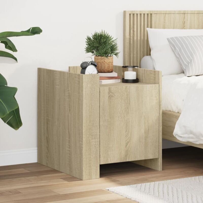 foto del prodotto comodino rovere sonoma 45x50x50 cm in legno multistrato vidaxl
