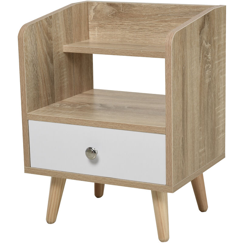 foto del prodotto comodino salvaspazio in legno con cassetto e mensola 37x30x48cm homcom