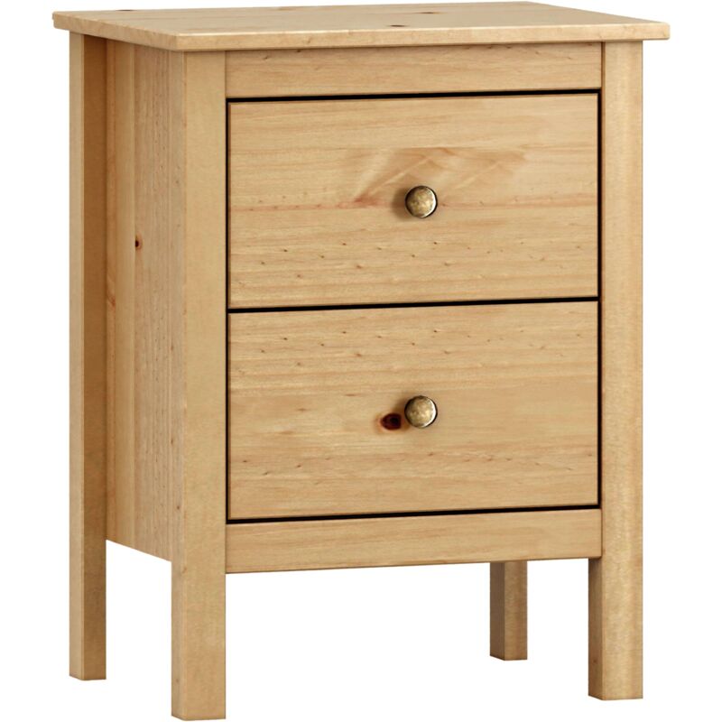 foto del prodotto comodino samy in stile nordico a 2 cassetti color miele 48x60 cm