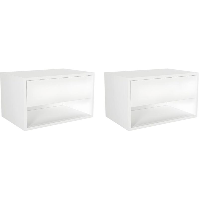 foto del prodotto comodino sospeso 1 cassetto e 1 nicchia bianco lotto di 2 ritami