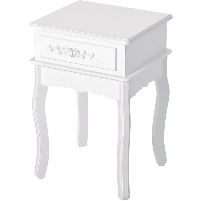 foto del prodotto comodino tavolino moderno con cassetto mobiletto multiuso in legno bianco homcom