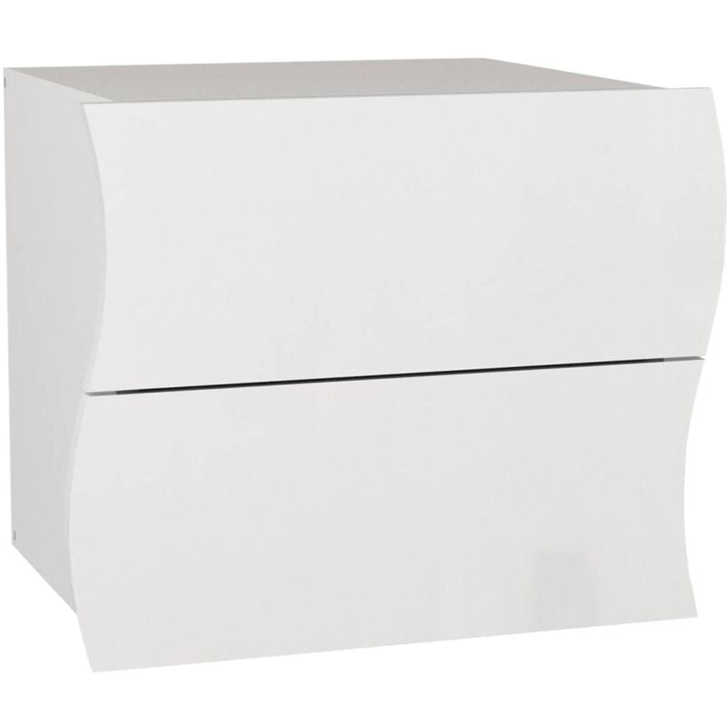 foto del prodotto comodino thanatos, tavolino da notte con 2 cassetti, mobiletto per camera da letto, 100 made in italy, cm 50x40h41, bianco lucido dmora
