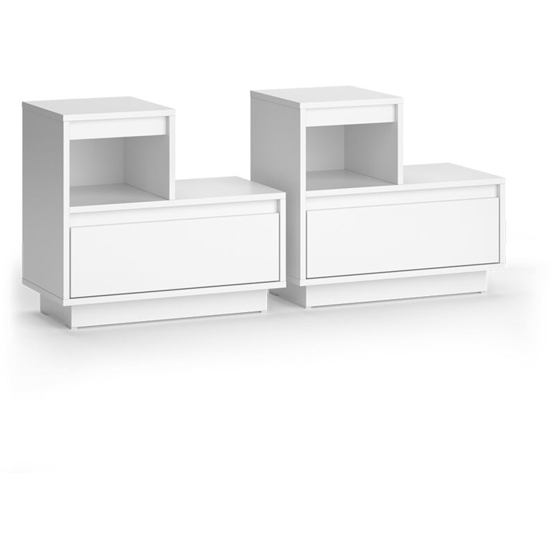 foto del prodotto comodino tina, bianco, 59.4 x 53.2 cm set di 2 vicco