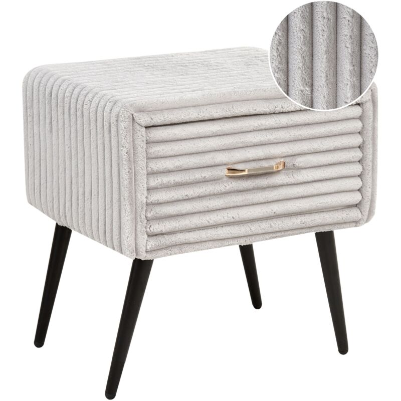 foto del prodotto comodino velluto grigio chiaro con cassetto flayat