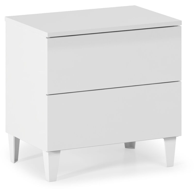 foto del prodotto comodino vera 2 cassetti colore bianco lucido, 50 cm larghezza 34 cm profondit 49 cm altezza 