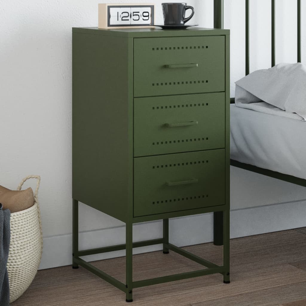 foto del prodotto comodino verde oliva 36x39x78 cm in acciaio