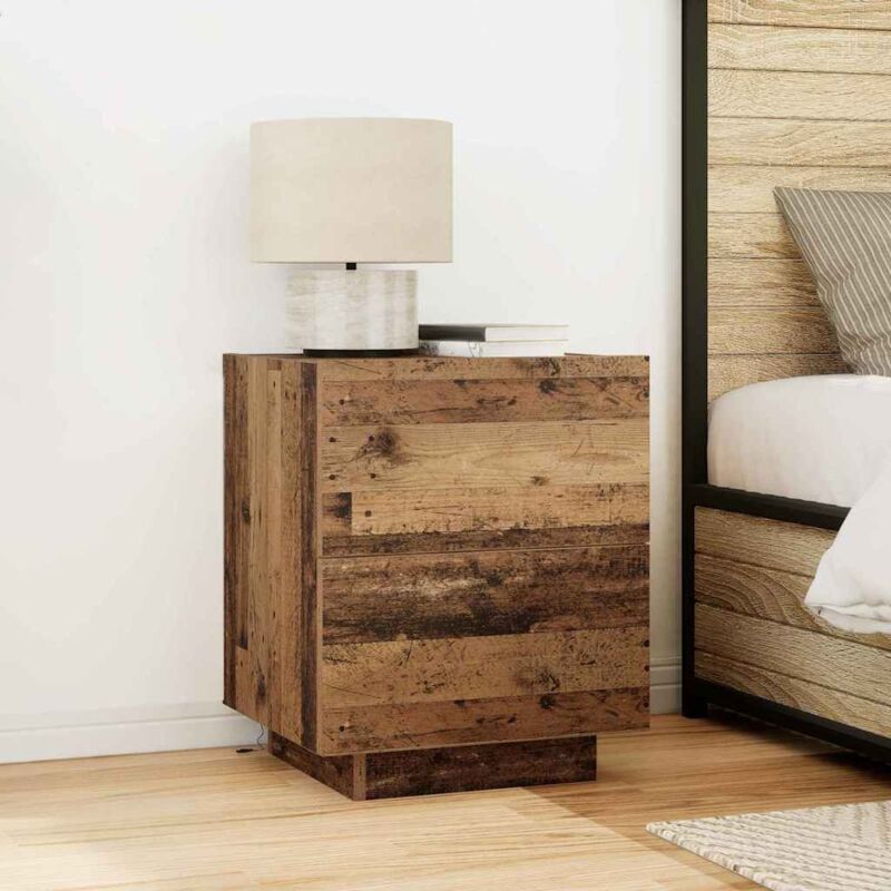 foto del prodotto comodino vidaxl con luci led legno vecchio 45x40x55 cm