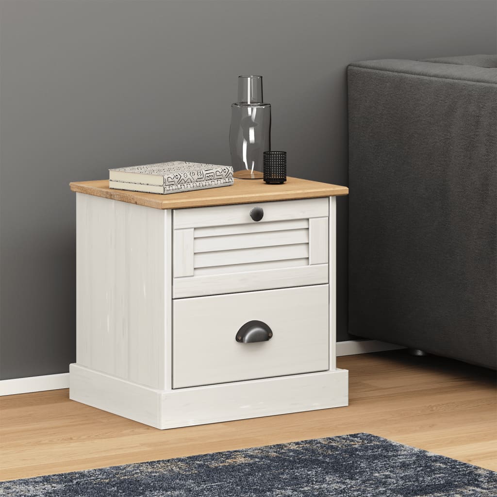 foto del prodotto comodino vigo bianco 42x35x42 cm in legno massello di pinocod mxl 102872