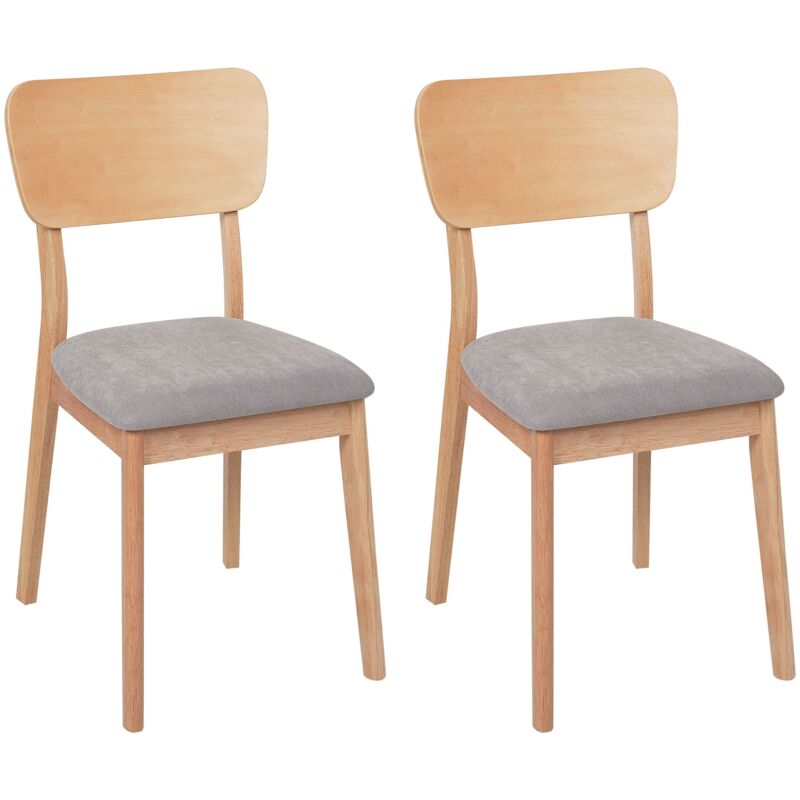 foto del prodotto comodo set di 2 sedie da pranzo seduta imbottita legno chiaro grigio chiaro minier