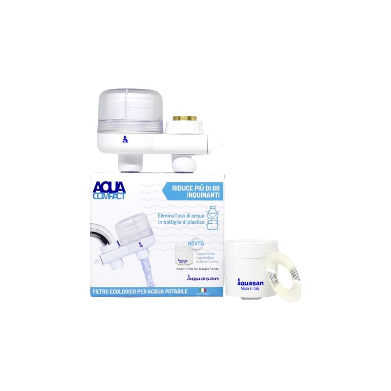 foto del prodotto compact aquacompact filtro rubinetto anticalcare con 2 cartucce nuovo kit 2000 litri colore bianco - aquasan