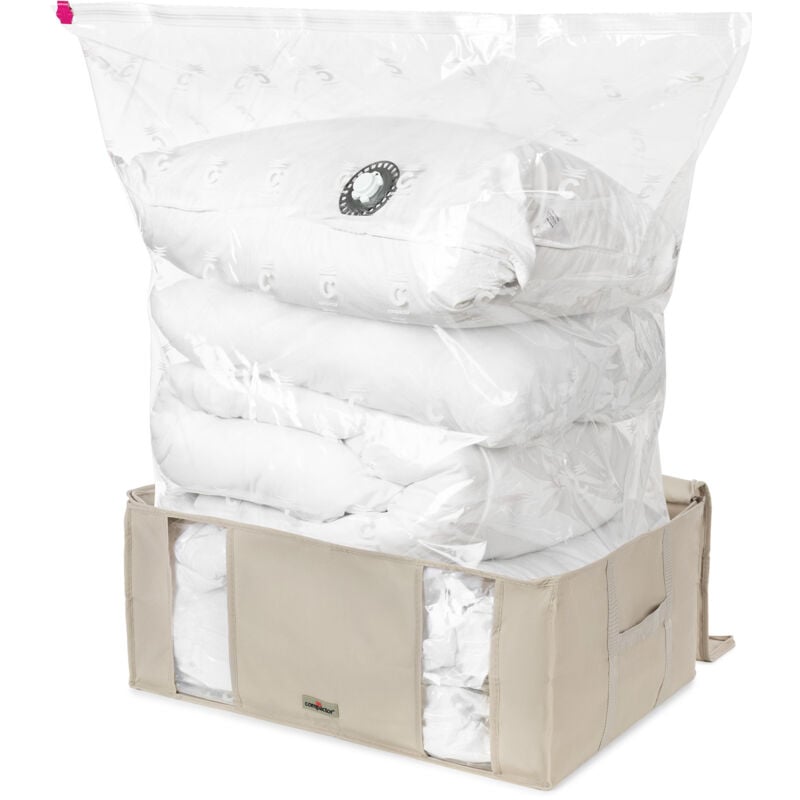 foto del prodotto compactor - set 3 custodie dune con sacco sottovuoto integrato, contenitori salvaspazio armadio per piumoni, cuscini, vestiti, antiacari, umidità,
