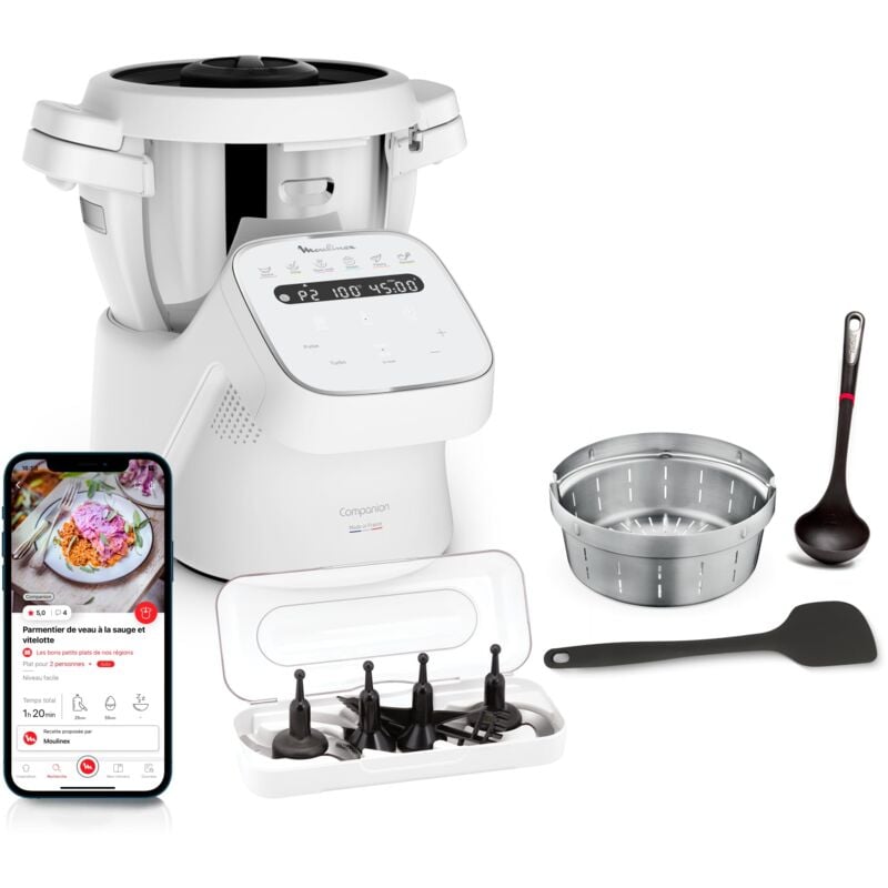 foto del prodotto companion, robot da cucina, 14 funzioni, capacità xl 10 persone, grigio, made in francia, hf8408f1 - moulinex