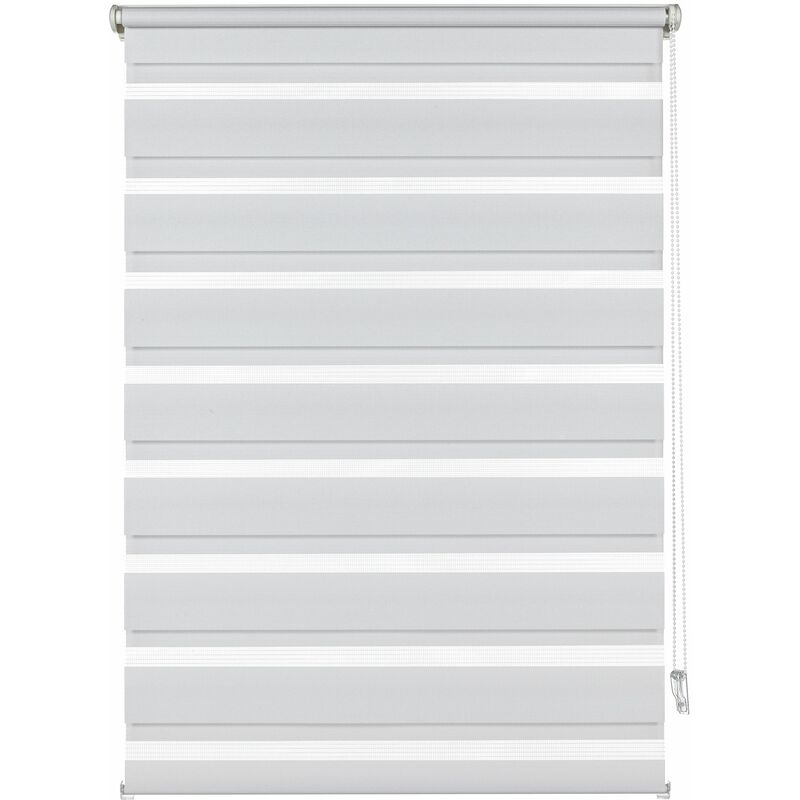 foto del prodotto company, tapparella a doppio rullo avvolgibile, design a strisce trasparenti e opache, kit montaggio incluso, bianco, 80 x 150 lxa , tessuto, 80 x