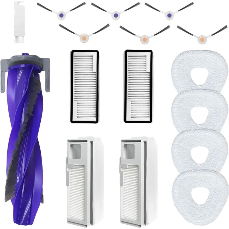 foto del prodotto compatibile con gli accessori per aspirapolvere narwal freo z ultra, inclusi 1 spazzola a rullo, 6 spazzole laterali, 2 filtri hepa, 4 mop, 2