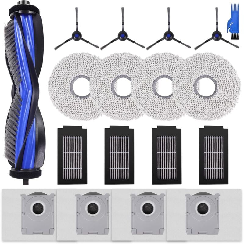 foto del prodotto compatibile con robot aspirapolvere ecovacs deebot t50 omni t50 pro omni t50 max pro, 1 spazzola principale, 4 filtri, 4 spazzole laterali, 4 mop, 4