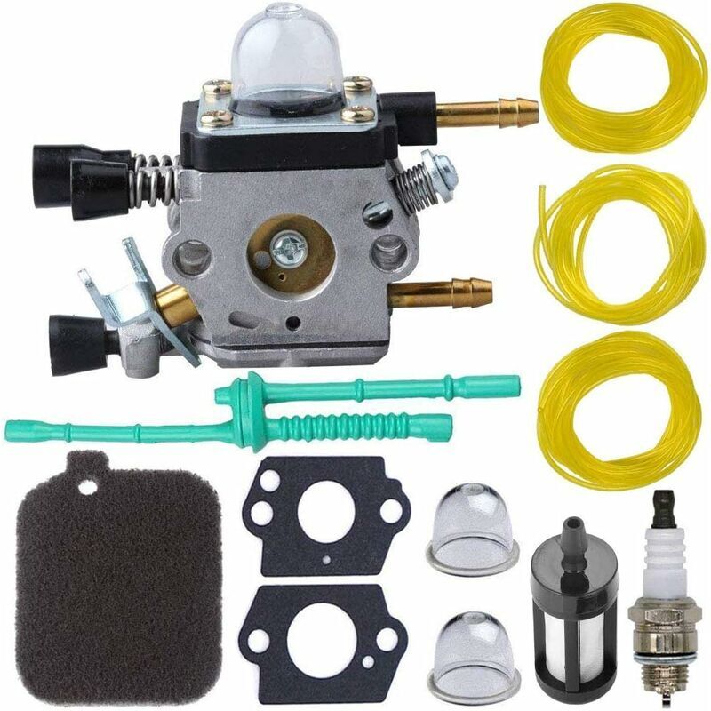 foto del prodotto compatibile con soffiatori per foglie stihl bg45 bg55 bg65 bg85, carburatore in carbonio con candele di accensione.