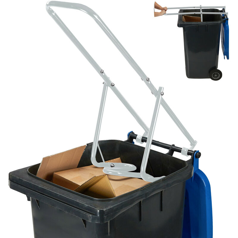 immagine 0 del prodotto compattatore rifiuti domestico, trash compactor, pressa manuale per bidone della spazzatura, acciaio, grigio relaxdays