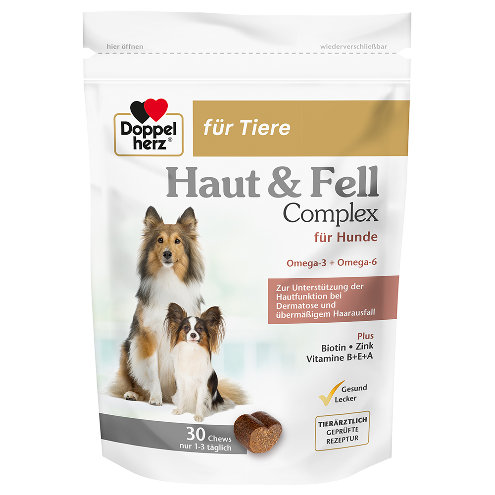 foto del prodotto complemento alimentare per cute e pelo doppelherz per cani 30 bocconcini 90 g 