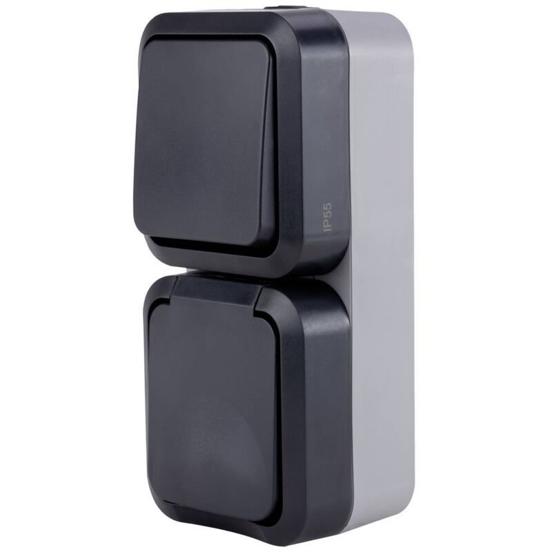 foto del prodotto completo combinazione interruttore prese aquastorm grigio chiaro, nero 0004860400 1 pz. rev