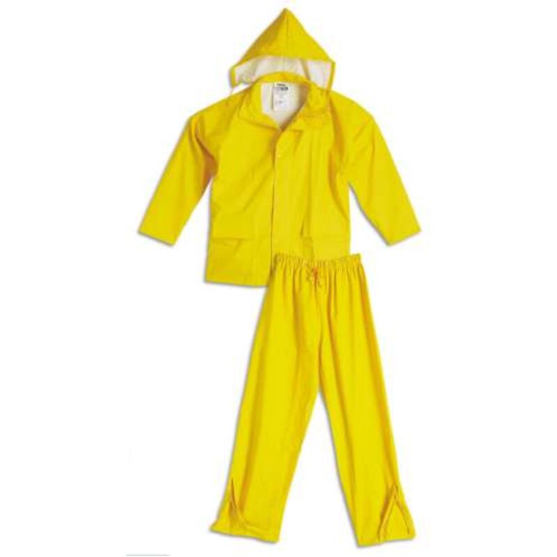 foto del prodotto completo giacca e pantalone impermeabile da lavoro antipioggia tg xxl giallo