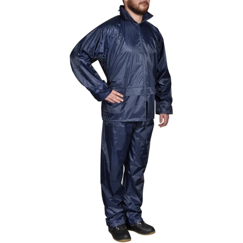 foto del prodotto completo impermeabile blu marino con cappuccio m 2 pz per uomini