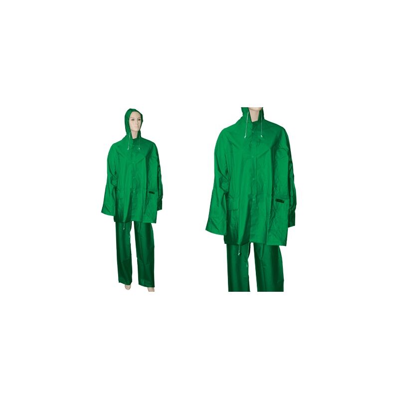 foto del prodotto completo impermeabile in pvc giacca e pantalone brixo verde taglia xl