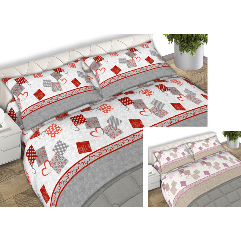 foto del prodotto completo lenzuola 100 cotone made italy disegno style c.n, misurasingolocoloretortora