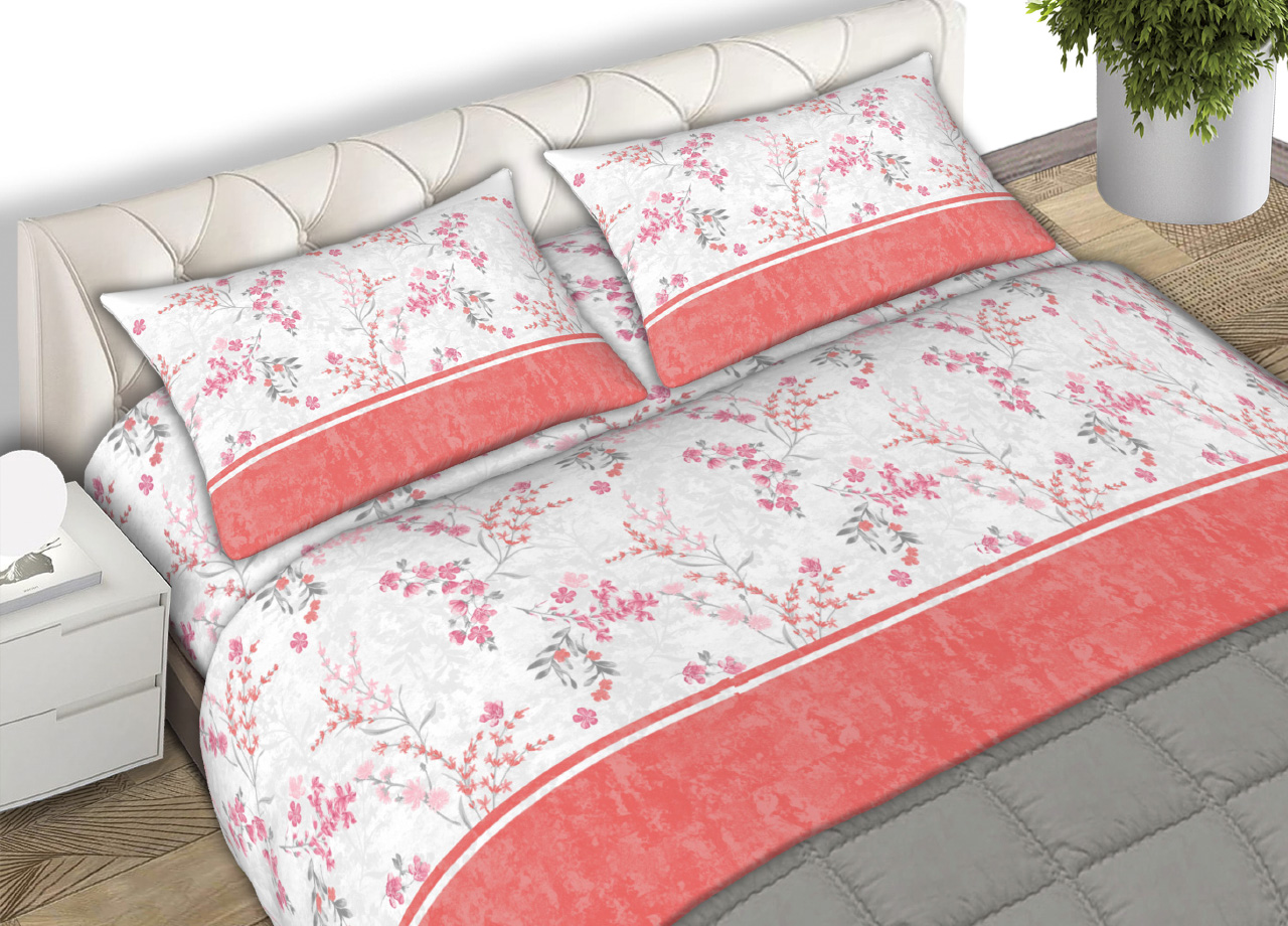 foto del prodotto completo lenzuola 100% cotone made italy fantasia floreale venezia c.n - matrimoniale - rosa