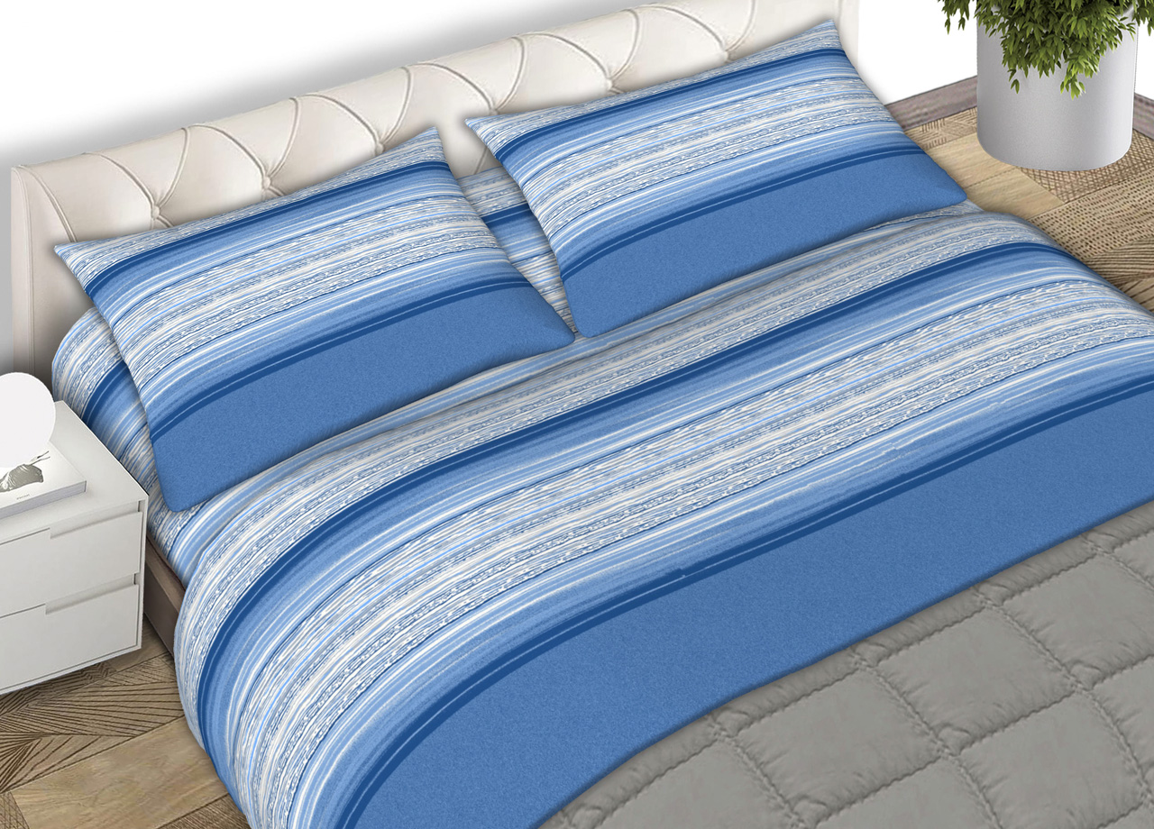 foto del prodotto completo lenzuola 100 cotone made italy fantasia line c.n. singolo azzurro