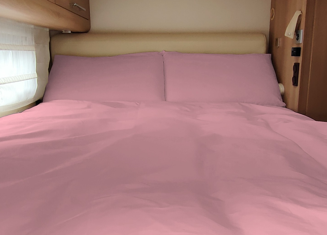 foto del prodotto completo lenzuola camper roulotte 100 cotone personalizzabile tinta unita - singolo - rosa