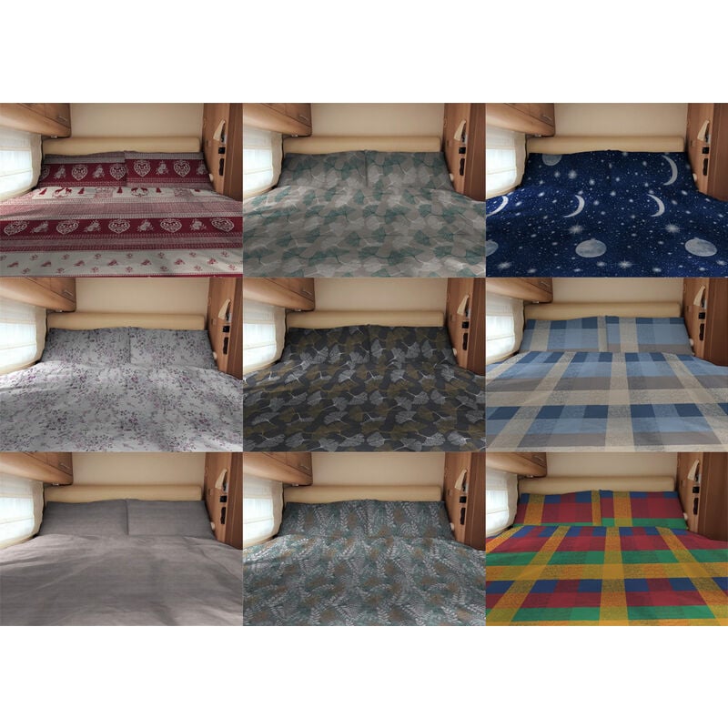 foto del prodotto completo lenzuola camper roulotte 100 cotone personalizzabile varie fantasie, misurasingolocoloreacquarello