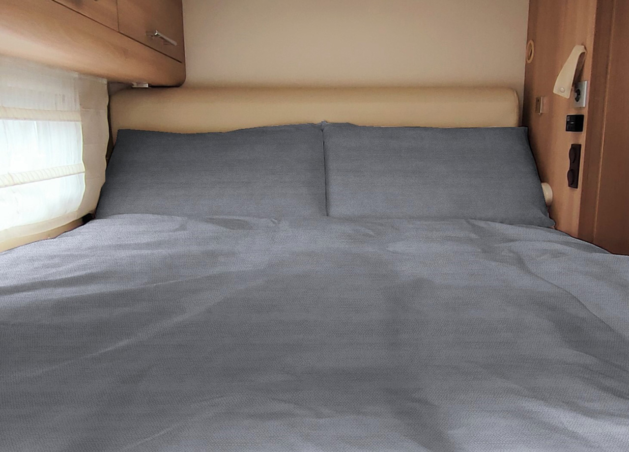 foto del prodotto completo lenzuola camper roulotte 100 cotone personalizzabile varie fantasie - singolo - bon bon grigio