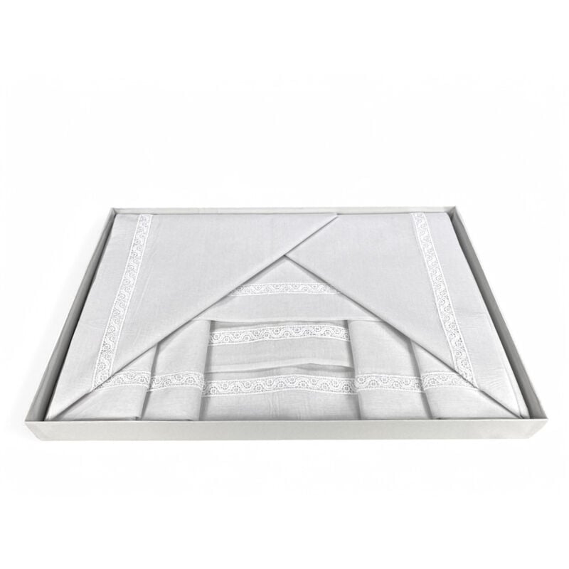 foto del prodotto completo lenzuola con inserto macram a cornice bianco matrimoniale made in italy idea sposa