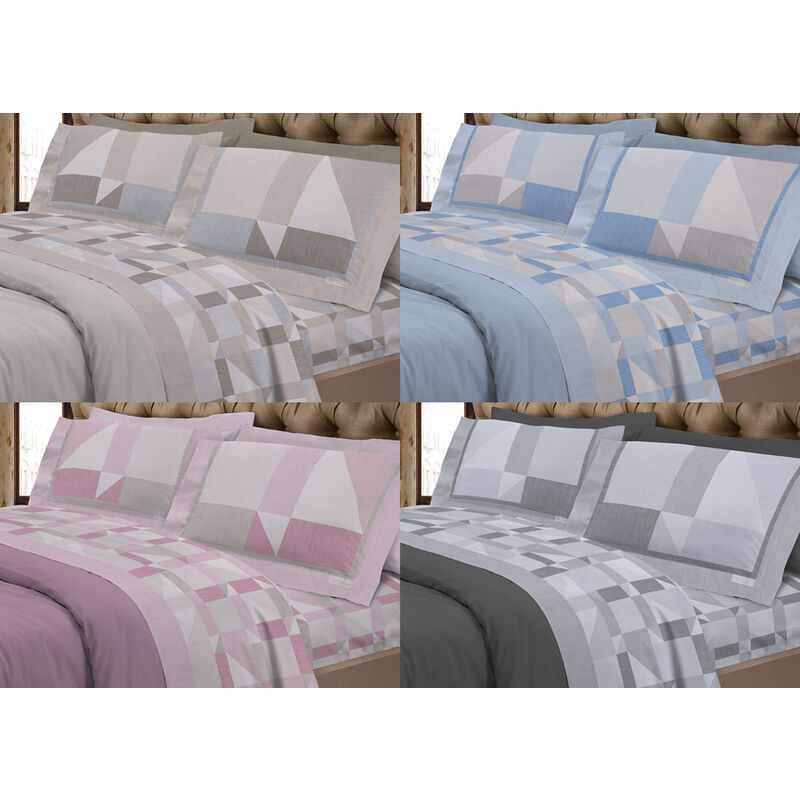 foto del prodotto completo lenzuola flanella linea supereuropa 100 cotone disegno atene 7879, misuramatrimonialecolorebeige