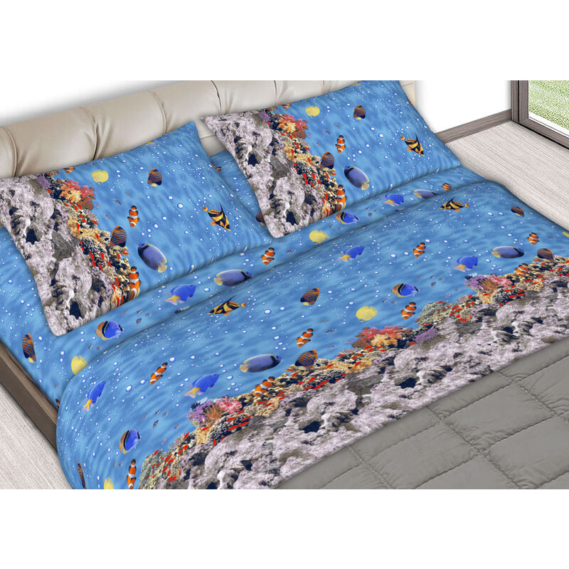 foto del prodotto completo lenzuola in 100 cotone disegno caraibi modello c.n., misurasingolocolorecaraibi