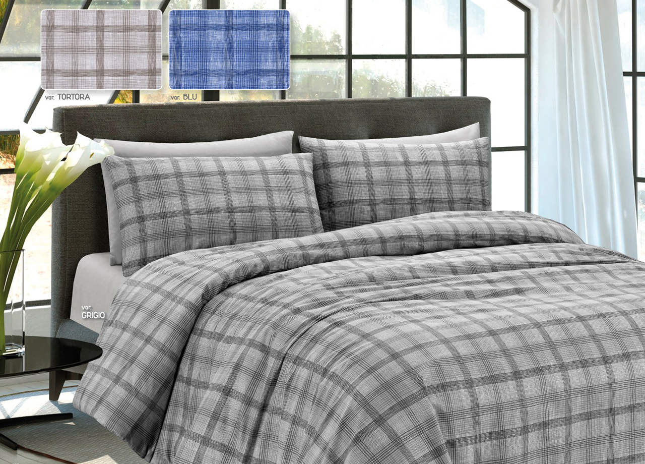 foto del prodotto completo lenzuola in 100 cotone disegno iseo - singolo - tortora