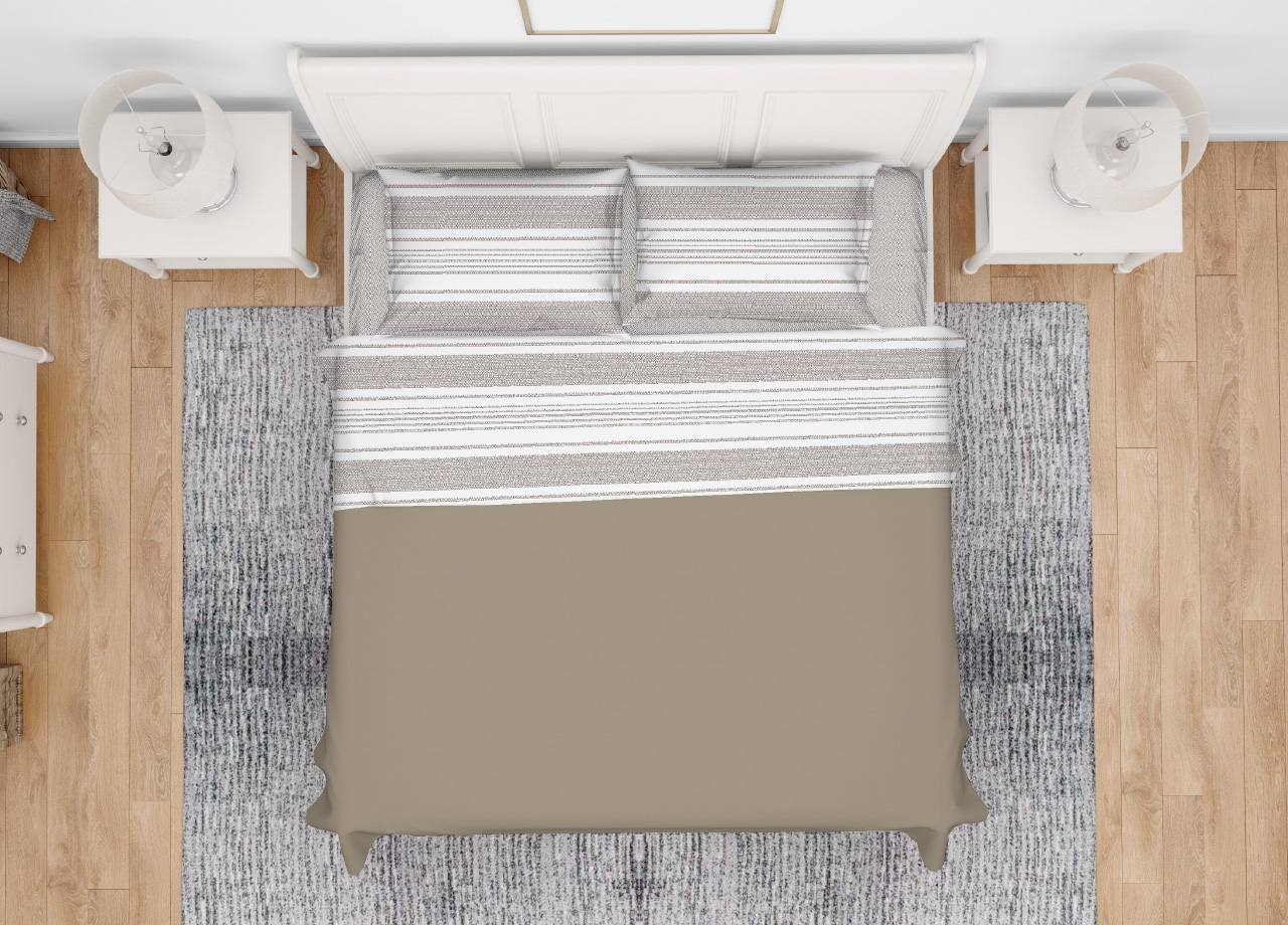 foto del prodotto completo lenzuola in 100 cotone fantasia rigato singolo beige