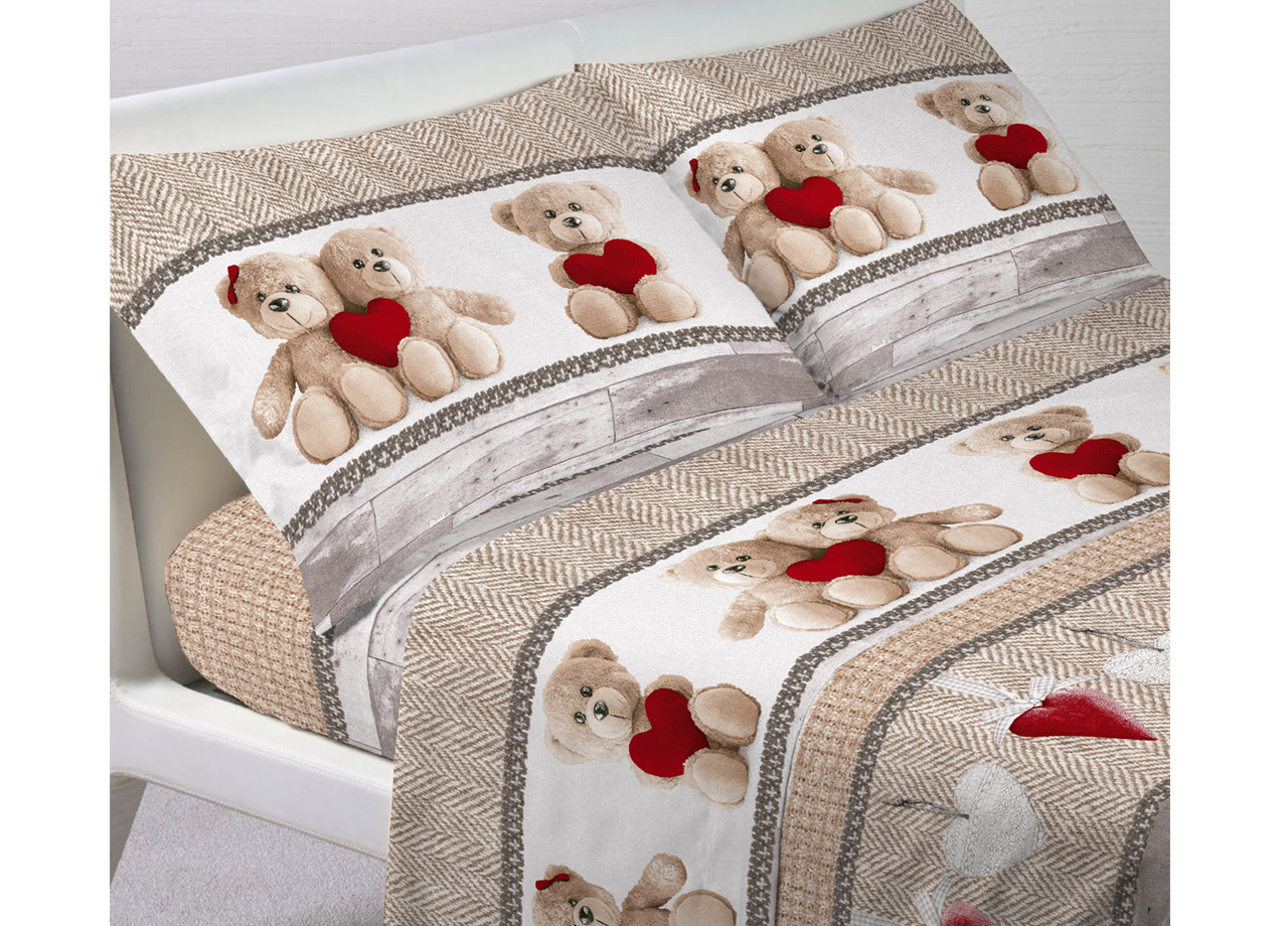 foto del prodotto completo lenzuola in 100 cotone fantasia sweet orsetto singolo sweet orsetto