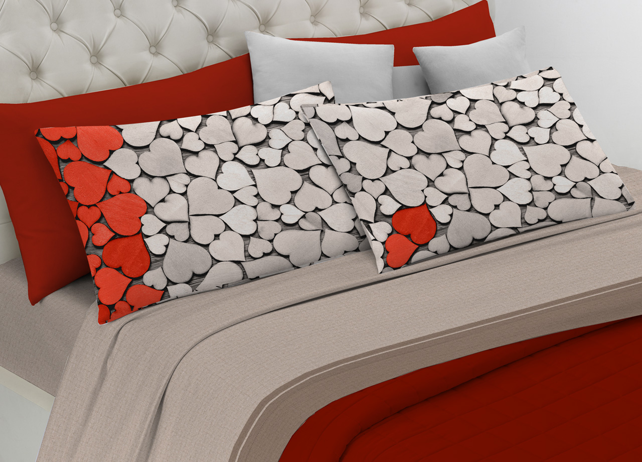 foto del prodotto completo lenzuola in 100 cotone linea digitale spin off disegno love love