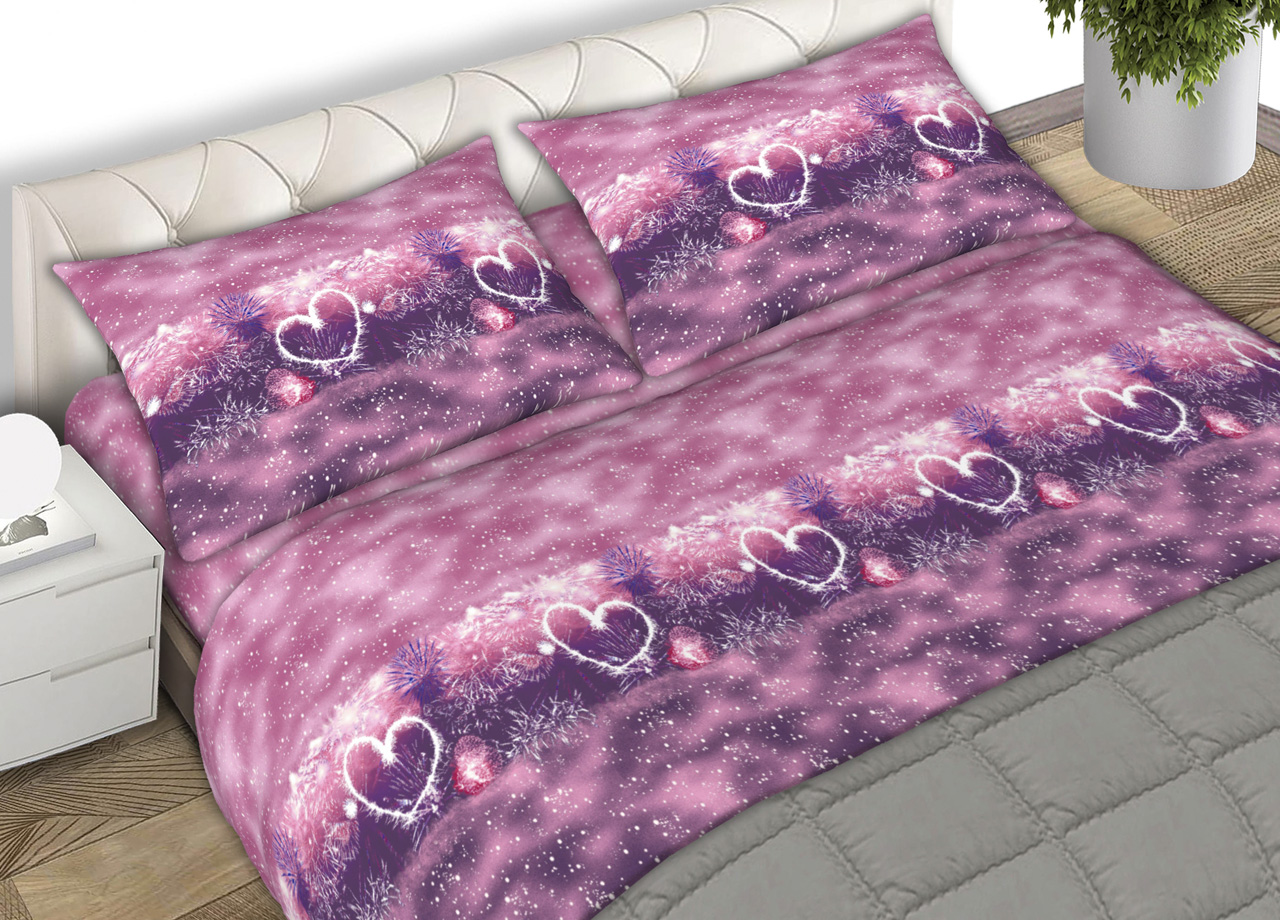 foto del prodotto completo lenzuola in 100 cotone made in italy dis. fires colore lilla c.n. - matrimoniale - lilla