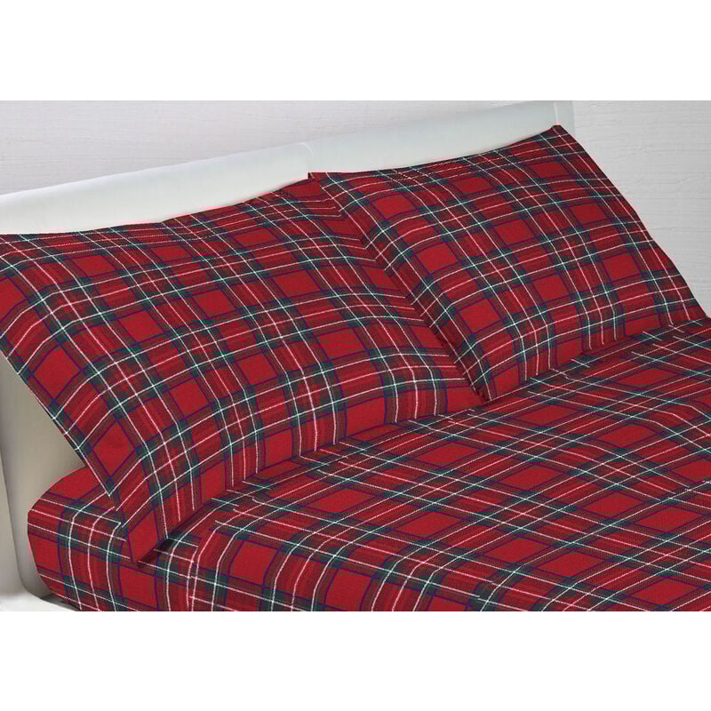 foto del prodotto completo lenzuola in 100 cotone made in italy dis scozzese kilt g.i, misurasingolocolorescozzese
