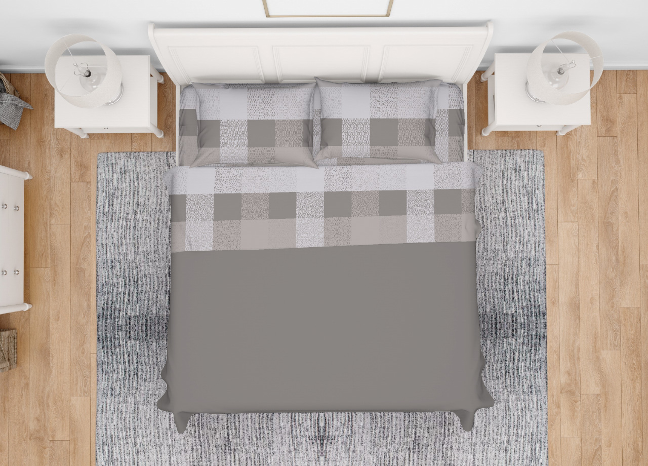foto del prodotto completo lenzuola in 100 cotone made italy disegno scotland piazza e mezza beige