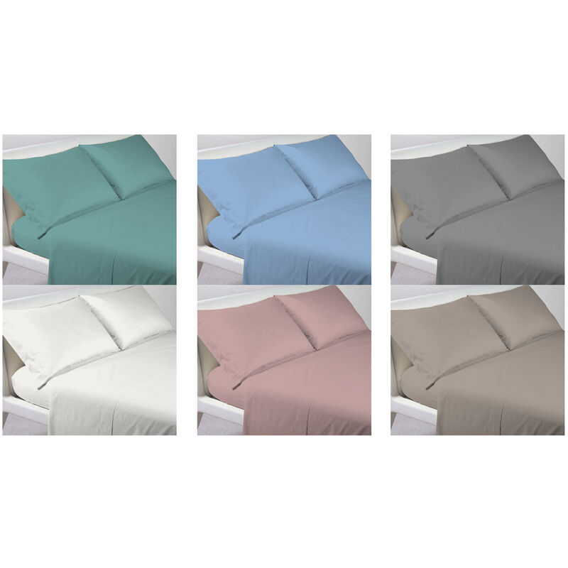 foto del prodotto completo lenzuola in 100 cotone percalle made in italy tinta unita, misurasingolocoloreverde